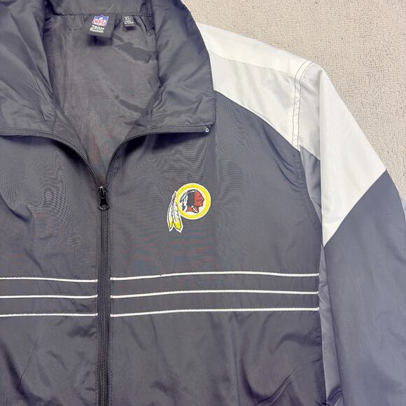 VTG Washington Redskins Windbreaker Men's XL Black Full Zip Sports Illustrated - Picture 2 of 10
